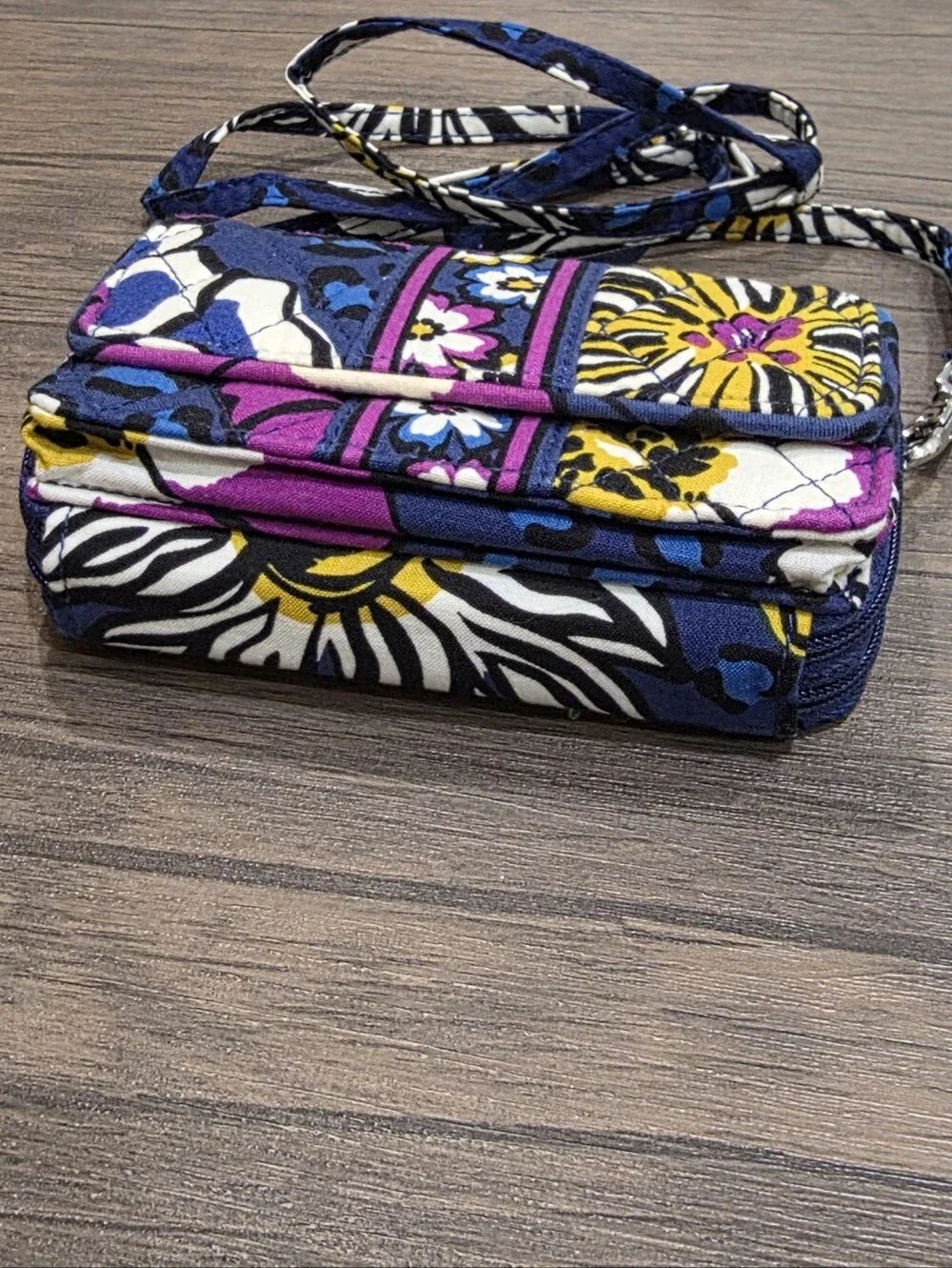 Vera Bradley All-in-One Crossbody Wallet African Violet Purse Adjustable Strap